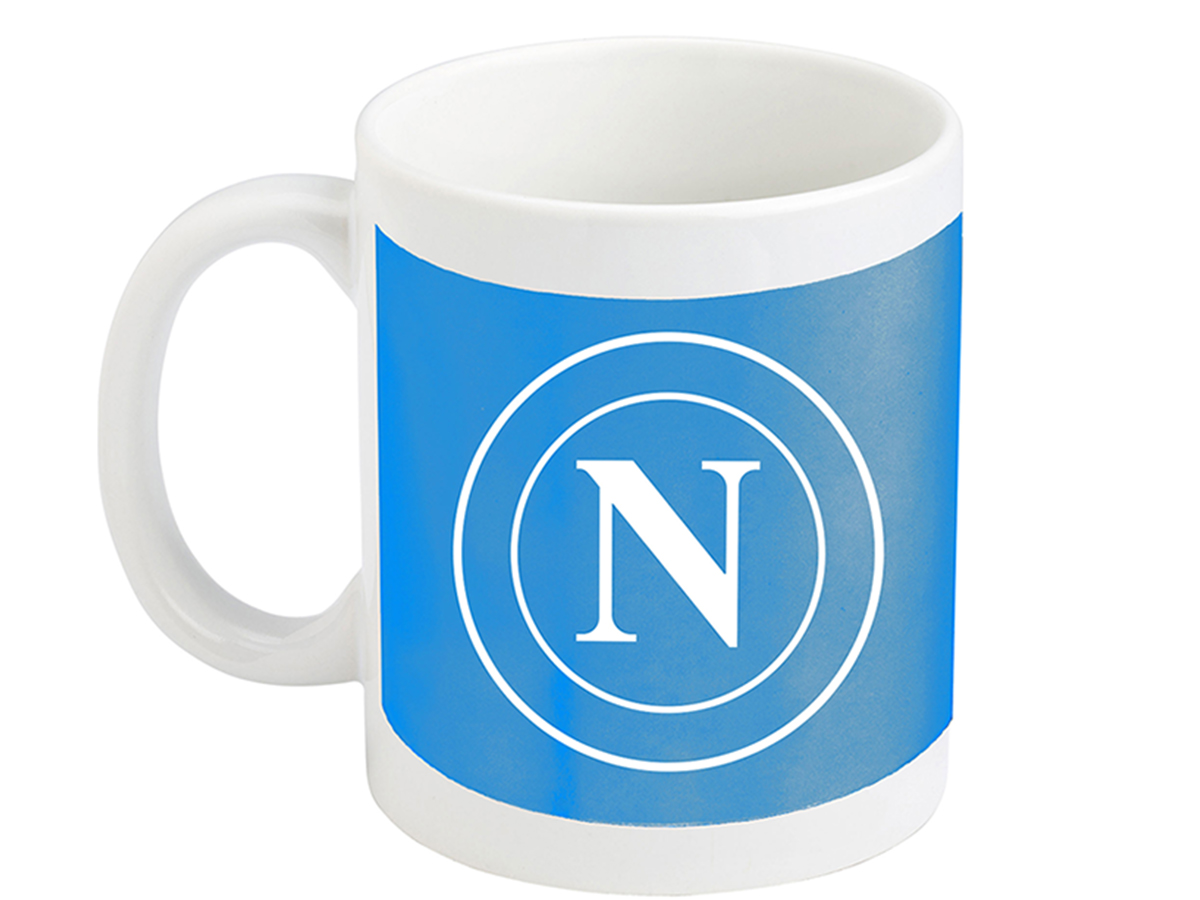 NAPOLI TAZZA MUG LOGO BIANCO, FONDO CELESTE | Ellepiu