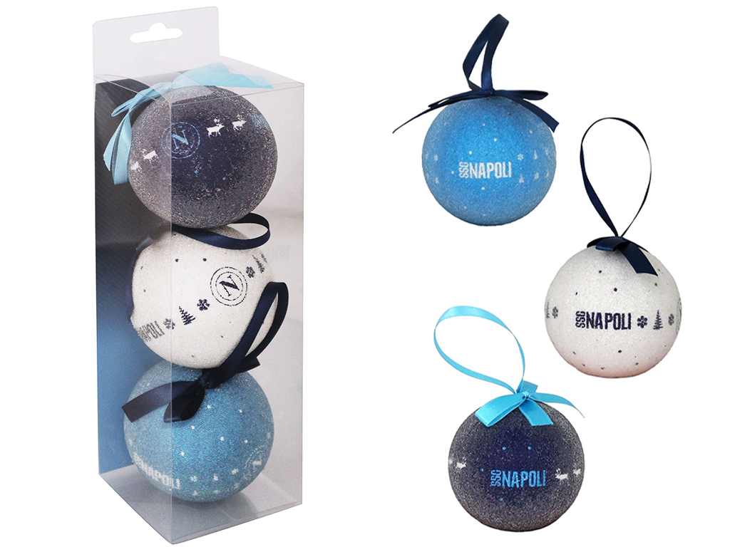 NAPOLI SET 3 PALLINE NATALIZIE, ASSORTITE | Ellepiu