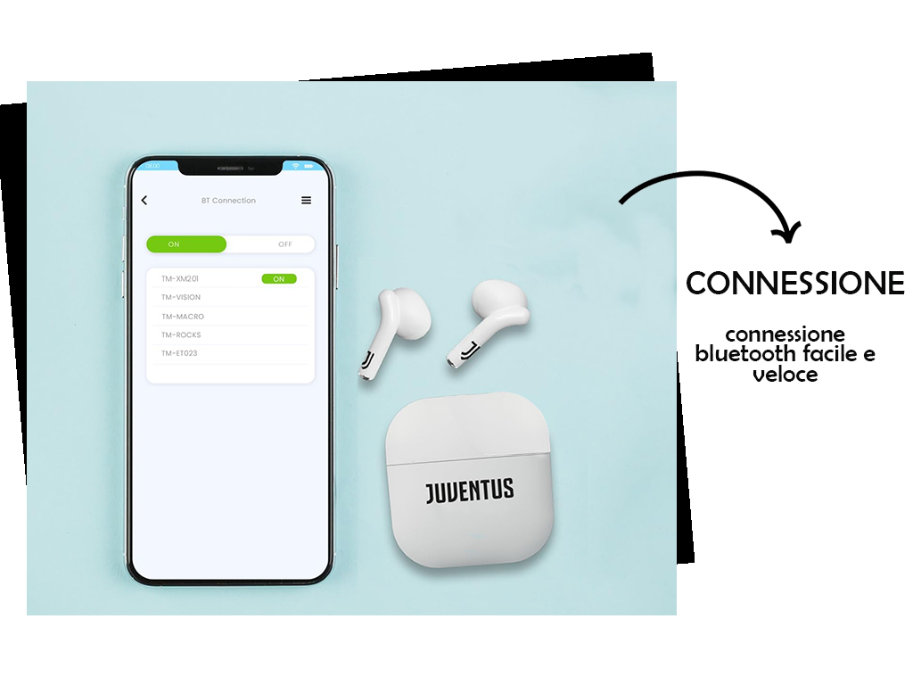 JUVE AURICOLARI SENZA FILO, BOX RICARICA | Ellepiu